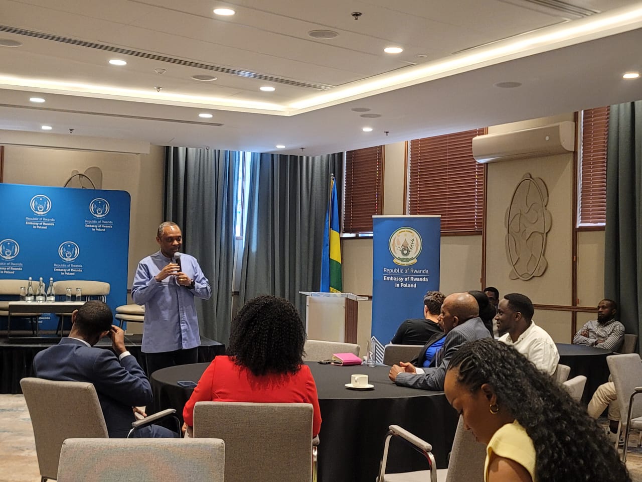 Rwandan community members in discussion with embassy officials in Gdańsk
